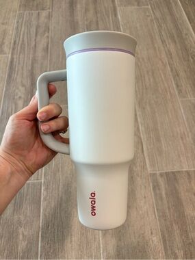 Owala 40oz Tumbler White Gray Purple Insulated Stainless Steel w Handle No Straw